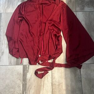 2/20$ Red Satin Kimono Wrap Top